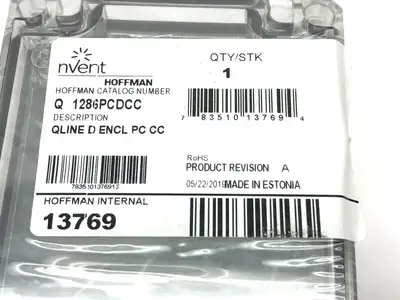 Q1286PCDCC | Hoffman  QLine D Type 4X 120x80x56mm Polycarbonate Clear Cover - New