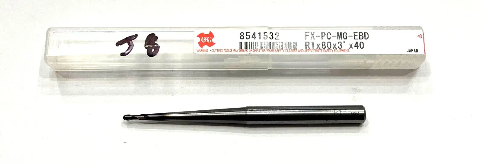 OSG R1 x 80mm x 3° x 40mm Pencil Neck Ball Nose End Mill TiAlN Coating 8541532