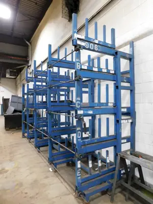 18' X 5 TIER SSS STEEL STORAGE SYSTEMS SINGLE SIDE RETRACTABLE ARMS BUNDLE STORAGE RACK: YOBRO #24364
