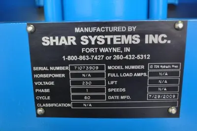 USED 2009 SHAR 15 TON HYD