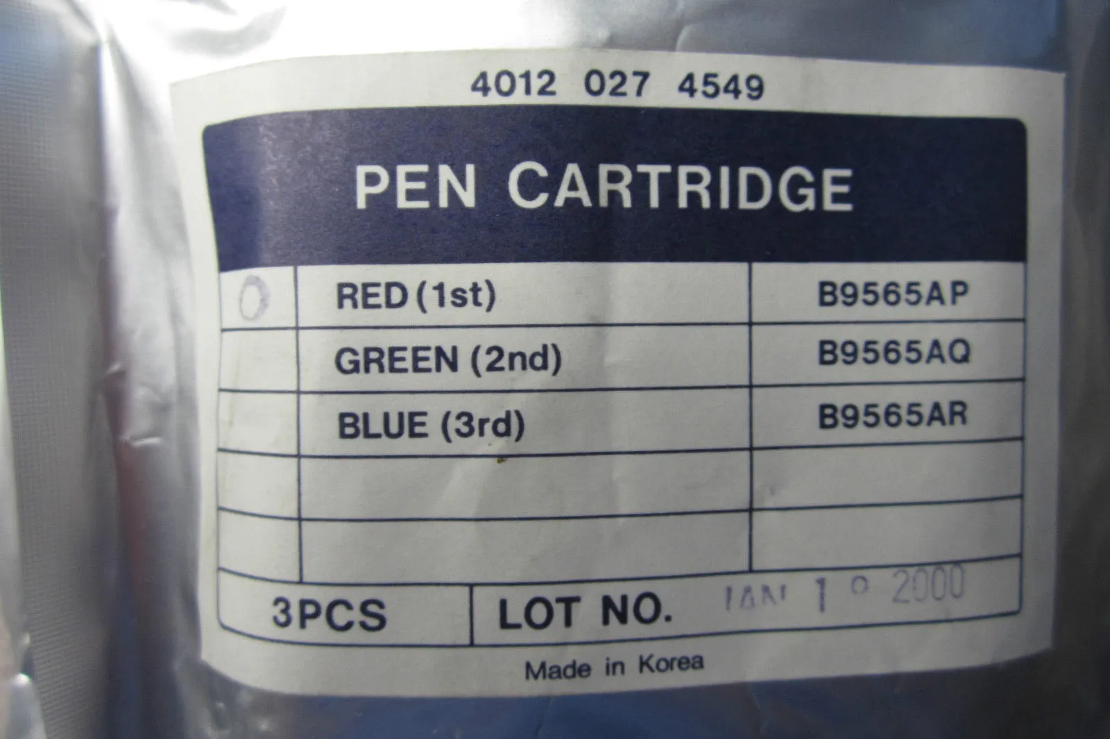 3 NEW SEALED 4012 027 4549 RED PEN CARTRIDGES 40120274549