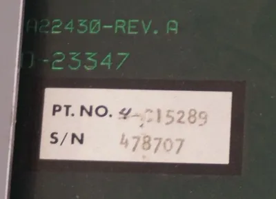 NEW STOCK EQUIPMENT A22430 REV. A TOTALIZED WEIGHT INTERFACE PANEL A22430 D23347