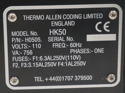 NEW THERMO ALLEN CODING HK50 HOT INK CODER MODEL: H0505, 110V