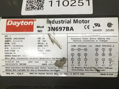 USED DAYTON 3N697BA