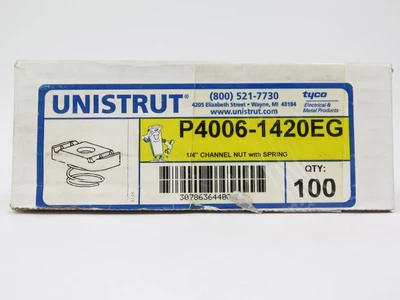 Unistrut P4006-1420EG 1/4" Channel Nut w Spring Lot ~60 Strut Hardware