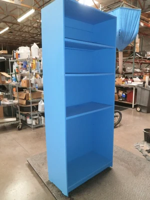 4 shelf- 3- non-movable shelves   Custom Blue Design Storage Unit, 34"x16"x 80"