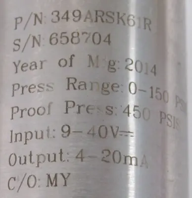 NEW VIATRAN 349ARSK61R PRESSURE TRANSMITTER