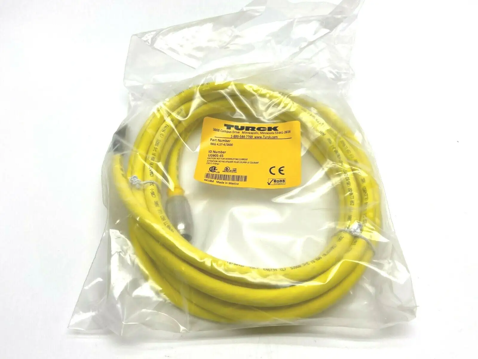 RKG 4.5T-4/S600 U0905-45 | Turck  Single Ended Eurofast Molded Cordset - New