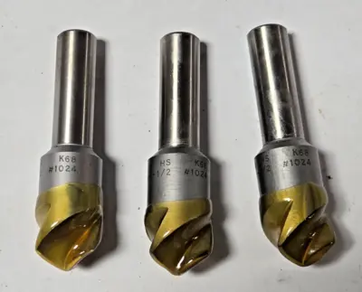 Schrillo 3/4" High Speed Steel Countersink 120 Degree 1/2 #1024 USA Lot of 3