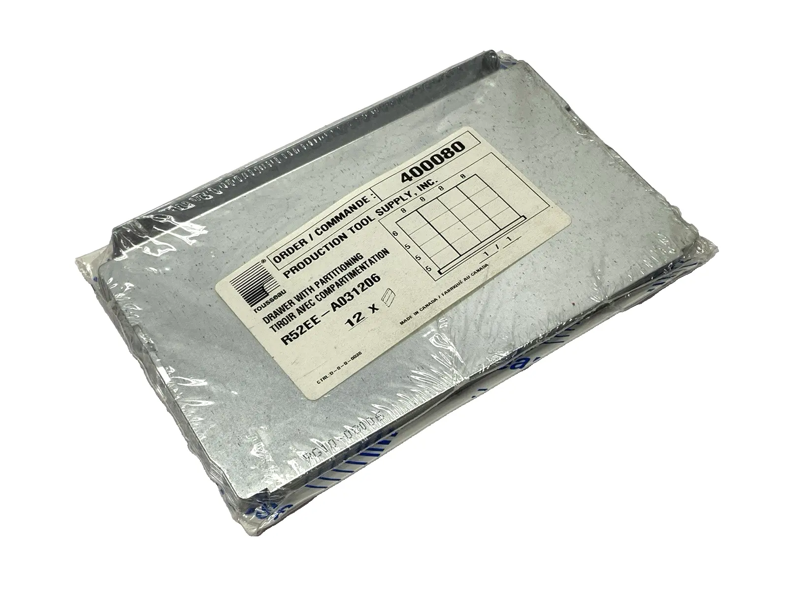 NEW ROUSSEAU METAL DRAWER WITH PARTITIONING PKG OF 12