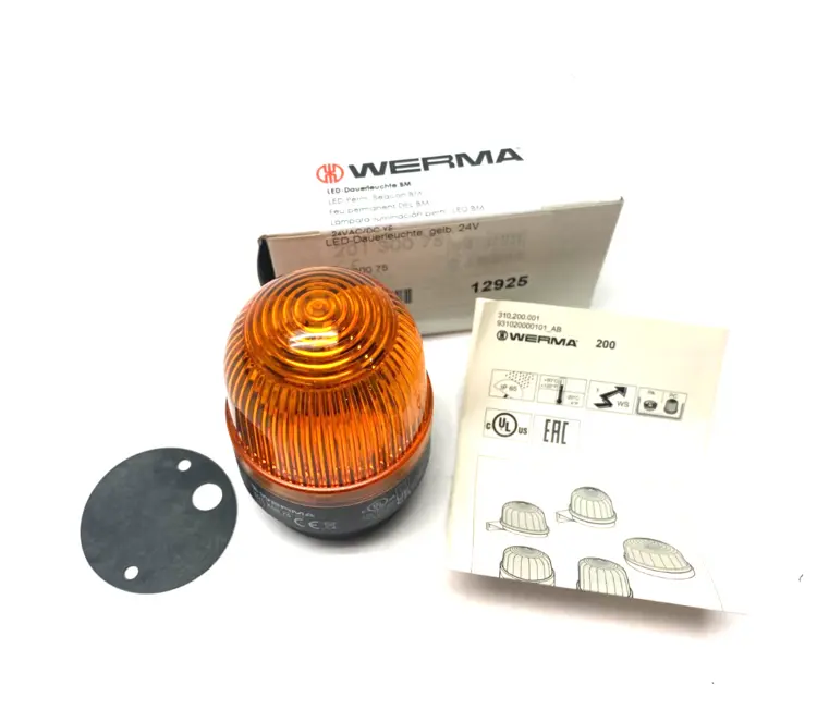 Used WERMA PERMANENT LED BEACON BM 24V AC/DC YELLOW Lighting | Maverick Industrial Sales #1111854