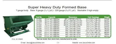 1 YARD X 6,000 LBS JESCO MODEL 211331 SELF DUMPING TILT HOPPER: STOCK #21198