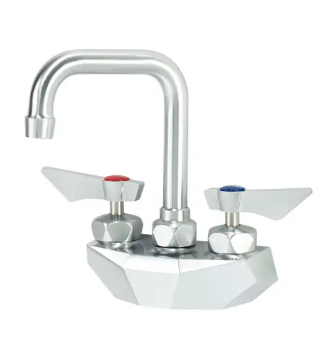 Krowne DX-400 Wall Mount Faucet w/ 4 1/2" Double Bend Gooseneck Spout - 4" Centers