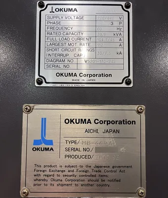 Used 2013 OKUMA MB-66VA Vertical Machining Centers California US | MachineStation #1175004
