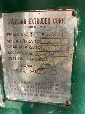 Sterling 3 HP 1" Extruder with 8" EDI U75 Sheet die Killon 3 Roll Sheet Stack
