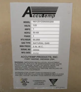 USED AccuTemp NUMBER: