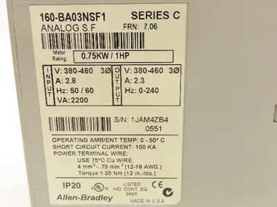 Allen Bradley Speed Controller 380-460V 2.8A 1HP Ser.C Lot of 3