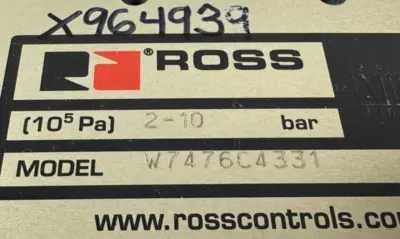USED ROSS W7476C4331 SOLENOID CONTROL VALVE 2-10bar 26VA 110-120V 50/60HZ