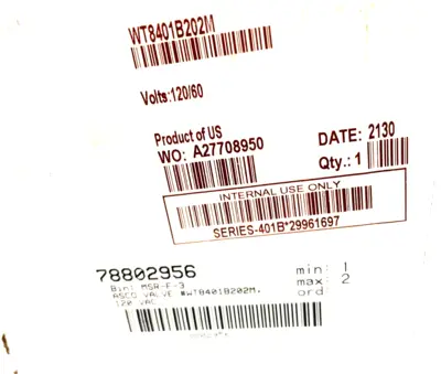 NEW ASCO WT8401B202M SOLENOID VALVE 120/60,110/50
