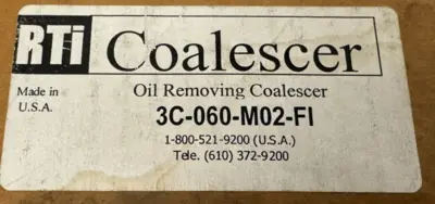 NEW RTI 3C-060-M02-FI OIL REMOVING COALESCER FILTER