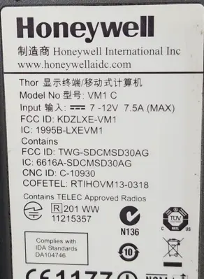 Honeywell Thor VM1C1A1AUS0AA Android Vehicle Mounted Computer (BIN415)