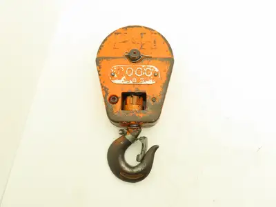 P&H Cleveland Tramrail 1 Ton Single Sheave Crane Hoist Swivel Hook Block 2000 Lb