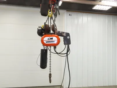 CM Lodestar L 1 Ton Electric Chain Hoist 16 FPM 15' Lift 635 Power Trolley 3PH