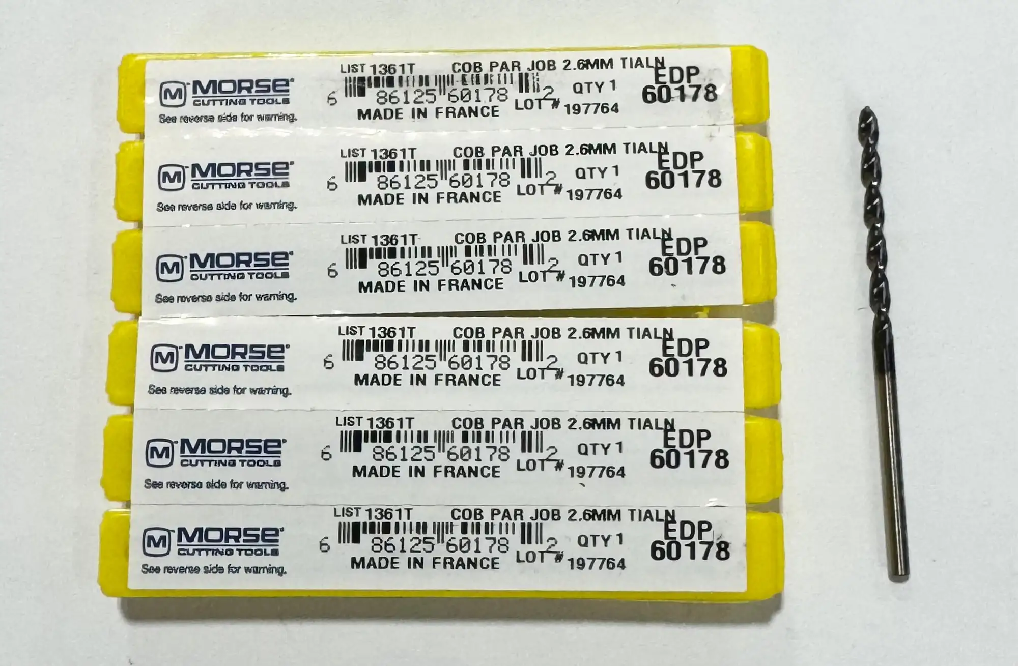 Morse 2.6mm Cobalt Drill Bit Jobber Length High Performance TiAlN Coated 6pk
