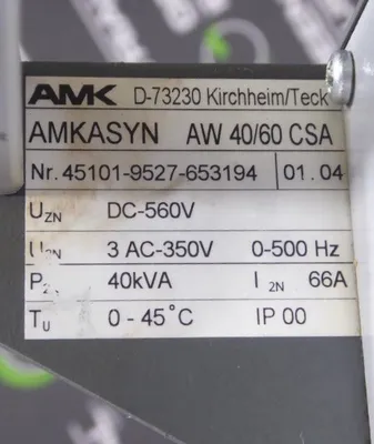 AMK AW 40/60 CSA AMKASYN Servo Drive Power Supply Module