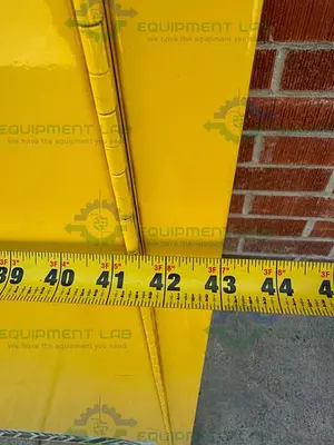 USED JUSTRITE 45 GALLON FLAMMABLE LIQUID STORAGE CABINET W/ SOFT CLOSE DOORS, KEY