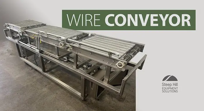 Three-Section Wire Mesh Conveyor with Rails