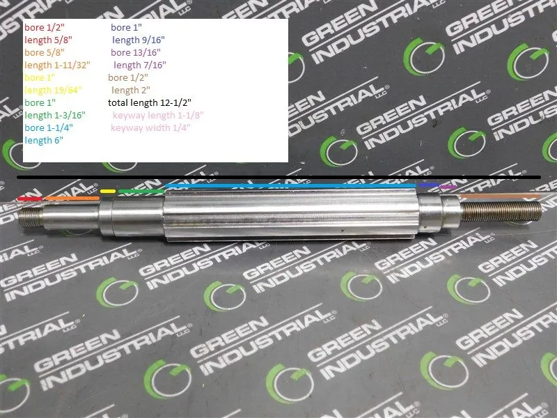 Unbranded Threaded Keyed Stepped Shaft 12-1/2" L Keyway 3/16" W x 1-5/32" L New