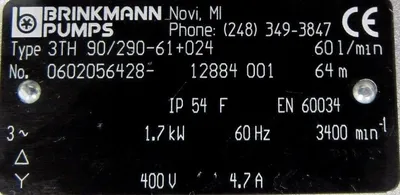 NEW BRINKMANN 0602056428-12884-001 MOTOR 3TH-90/290-61+024 060205642812884001