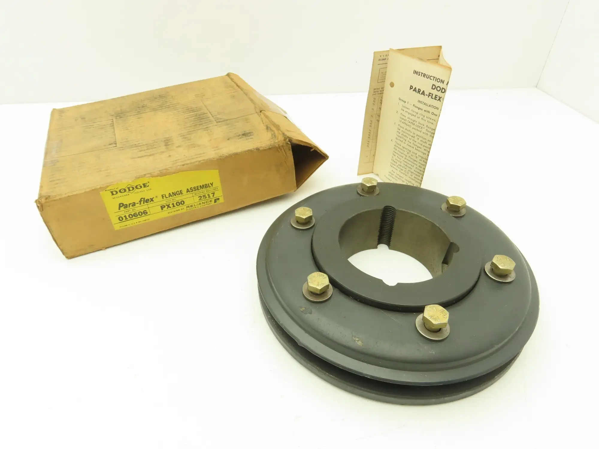 Dodge Para-flex Flange Coupling Requires Taper-Lock Bushing 2517 For Shaft