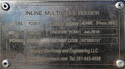 USED In-Line Multi Belt Feeder for Wrapping System for Nutrition Bars — (Machine 3 of a 6-piece system)