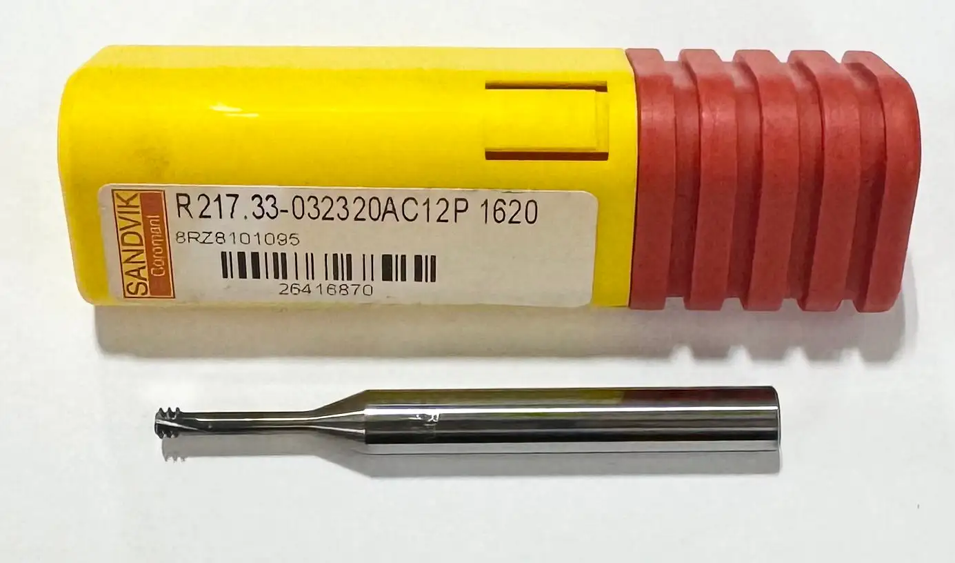 Sandvik 8-32 Solid Carbide Thread Mill 6mm Shank Helical Flute AlCrN Coated
