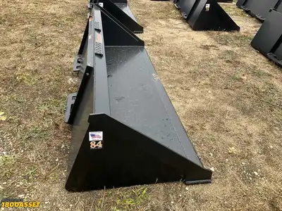 New Tomahawk 84” skid steer bucket, welded on high carbon cutting edge, skid steer quick attach
