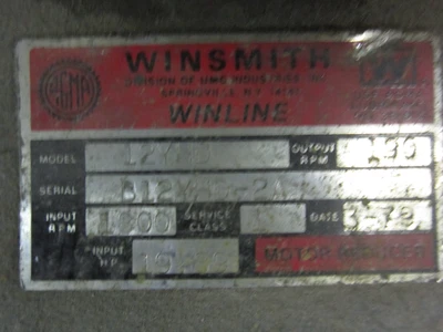 10 HP Winsmith Ball Mill Drive with motor