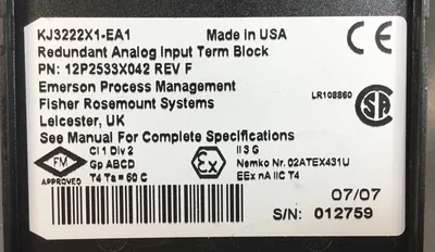 Used FISHER-ROSEMOUNT KJ3222X1-EA1 Terminal Blocks South Carolina US | Palmetto Automation #1159570