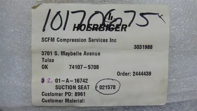 Qty. 2 Ariel A-16742 Compressor Suction Seats SUC VLV SEAT, 134CHD New