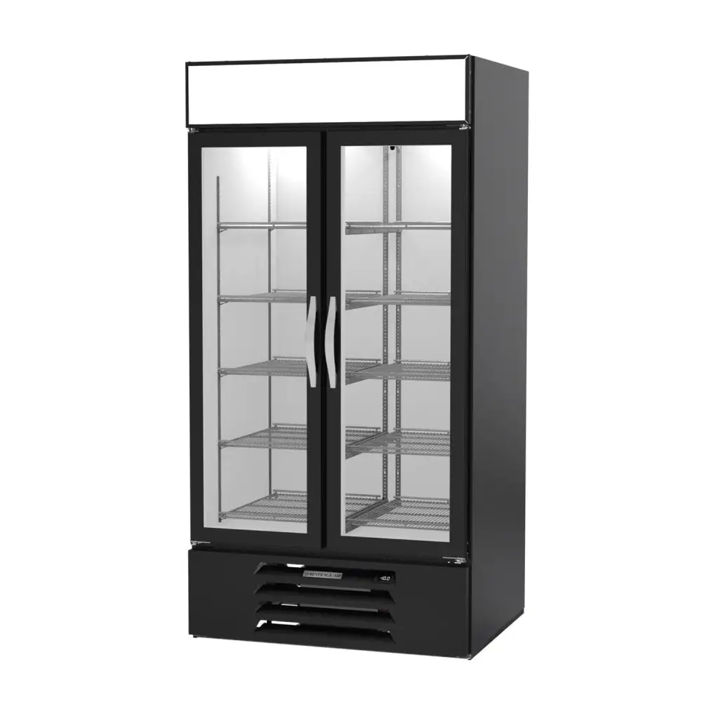 Beverage-Air MMF35HC-1-B 39 1/2" Two Section Display Freezer W/ Swing Doors - Bottom Mount Compressor, Black, 115v