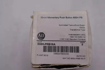 ALLEN BRADLEY 800H-PRB16A SER. F ILLUMINATED PUSH BUTTON AMBER NEW STOCK L-234-A