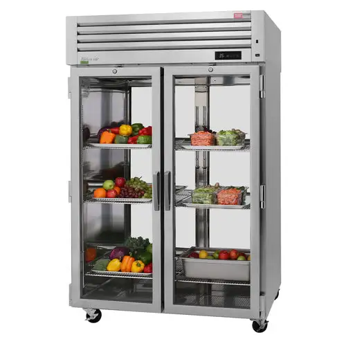 Turbo Air PRO-50R-G-PT-N 51 3/4" Two Section Pass Thru Refrigerator, (4) Right Hinge Glass Doors, 115v