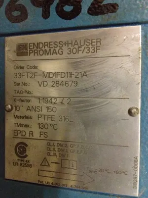 Endress Hauser 10"-150 Magnetic Flowtube