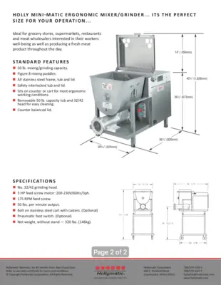 The Hollymatic Mini-Matic Tabletop Mixer / Grinder
