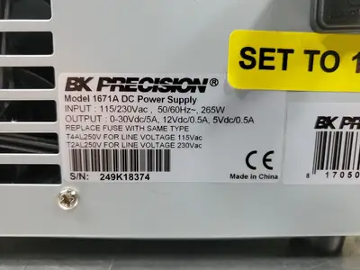 BK PRECISION 1671A DC Power Supply, 0-30VDC/5A. 5D-21