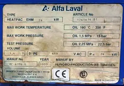 Alfa-Laval LOPX 705 SFD-34 lube oil clarifier skid, SS.