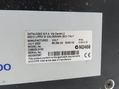 Datalogic DX8200-3100 Laser Barcode Scanner X-Pattern 85-264VAC 50/60Hz