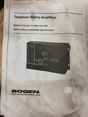 Bogen TPU-100B Telephone Paging 100W Amplifier with Manual