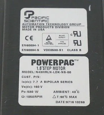 NEW PACIFIC SCIENTIFIC N43HRLN-LDK-NS-00 POWERPAC 1.8 STEP MOTOR